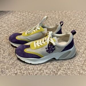 Tory Burch Womens 9M Purple & Yellow Leather/ Suede Sneakers #8913